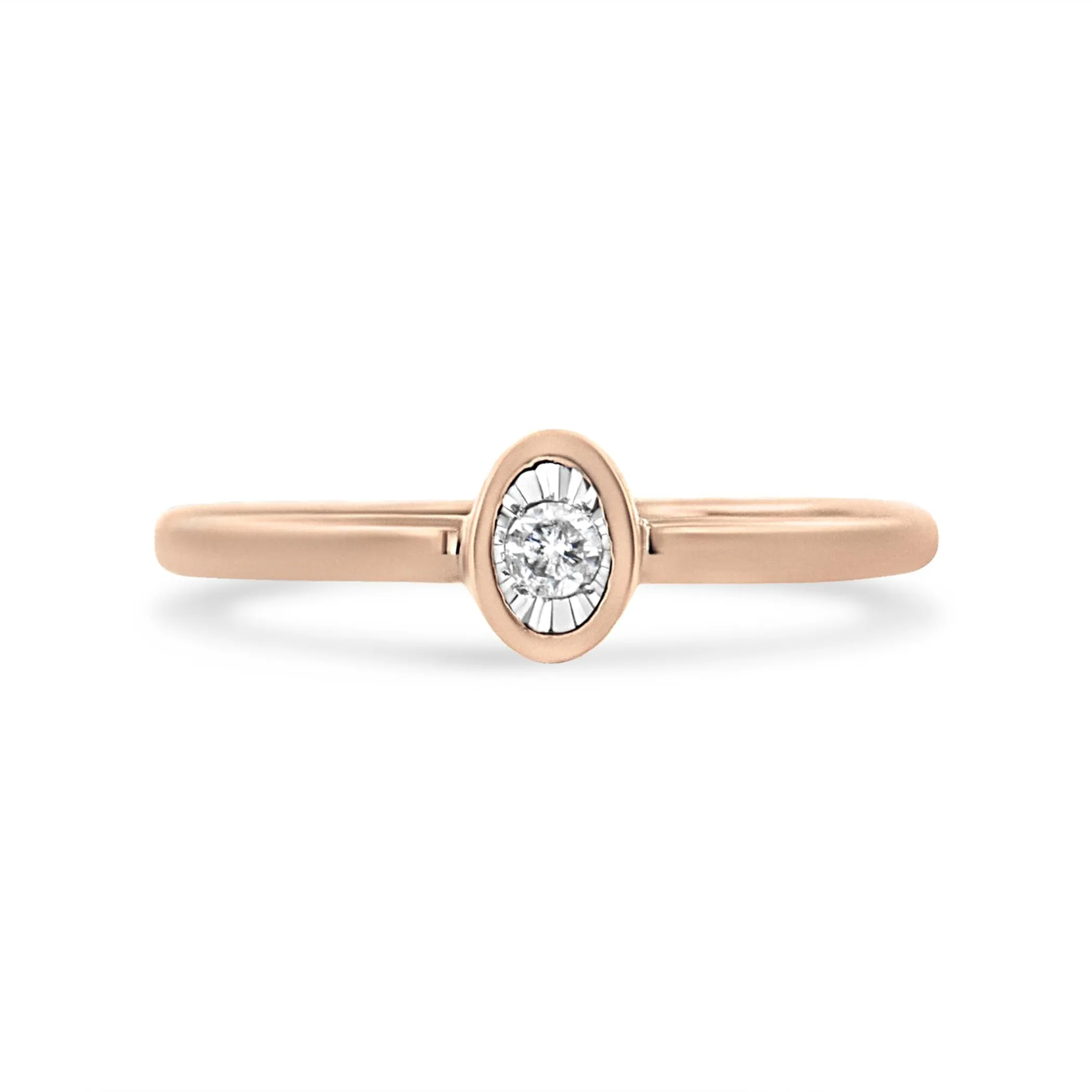 14K Rose Gold Plated .925 Sterling Silver 1/20 Cttw Miracle Set Diamond Ring (J-K Color, I1-I2 Clarity)