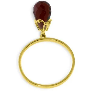 3 Carat 14K Solid Yellow Gold Ring Dangling Briolette Garnet