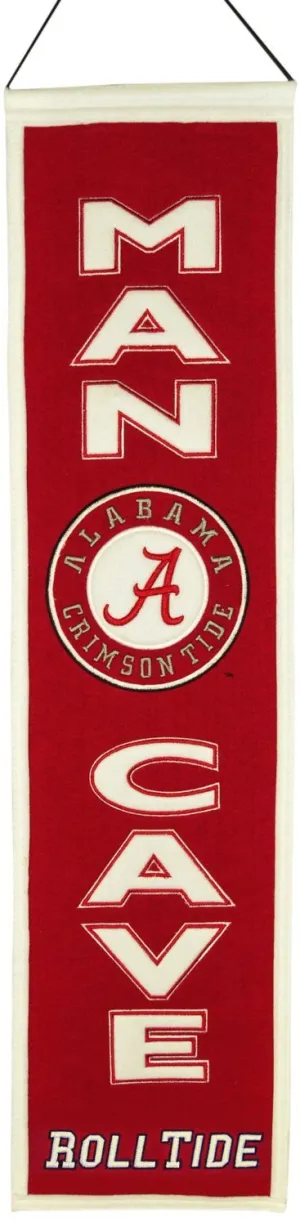 Alabama Crimson Tide Winning Streak Man Cave Vertical Wool Banner (8"x32")