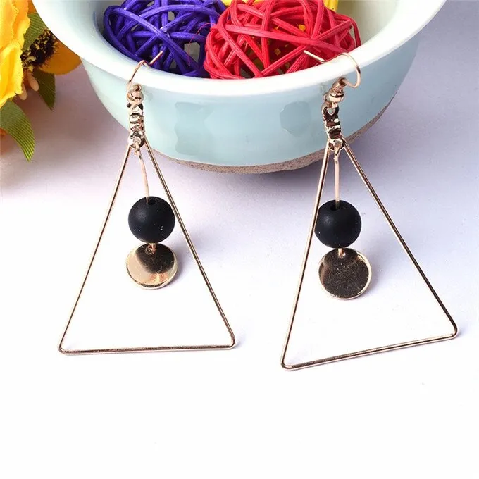 Art Deco Jewelry Simple Triangle Drop Earrings for Women in Gold Color and Silver Color