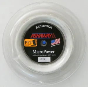 Ashaway MicroPower Badminton String, White, 200 M REEL