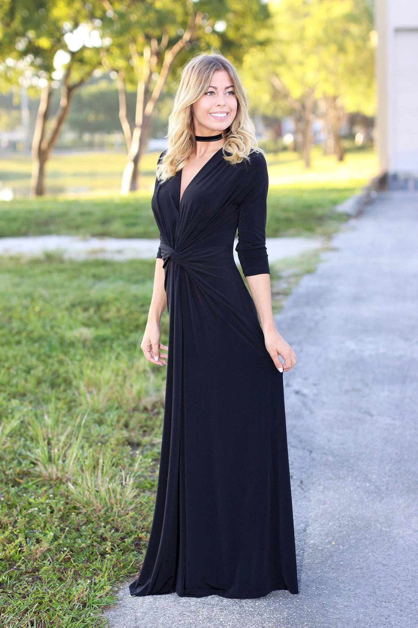 Black Maxi Dress with Knot