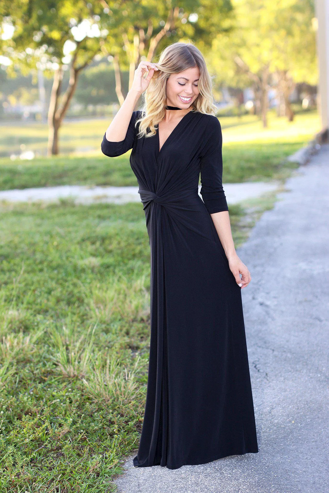 Black Maxi Dress with Knot