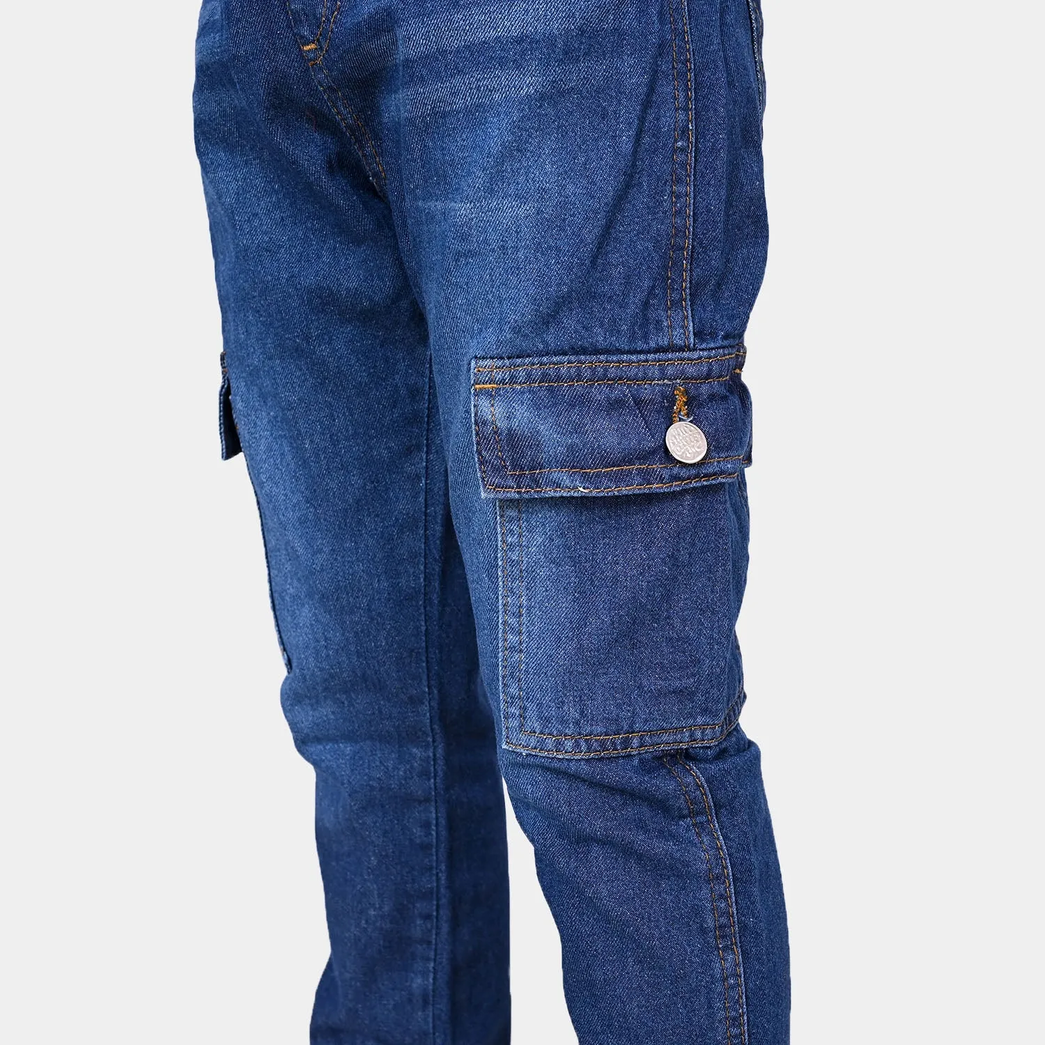 Boys Denim Over All Dungaree - Mid Blue