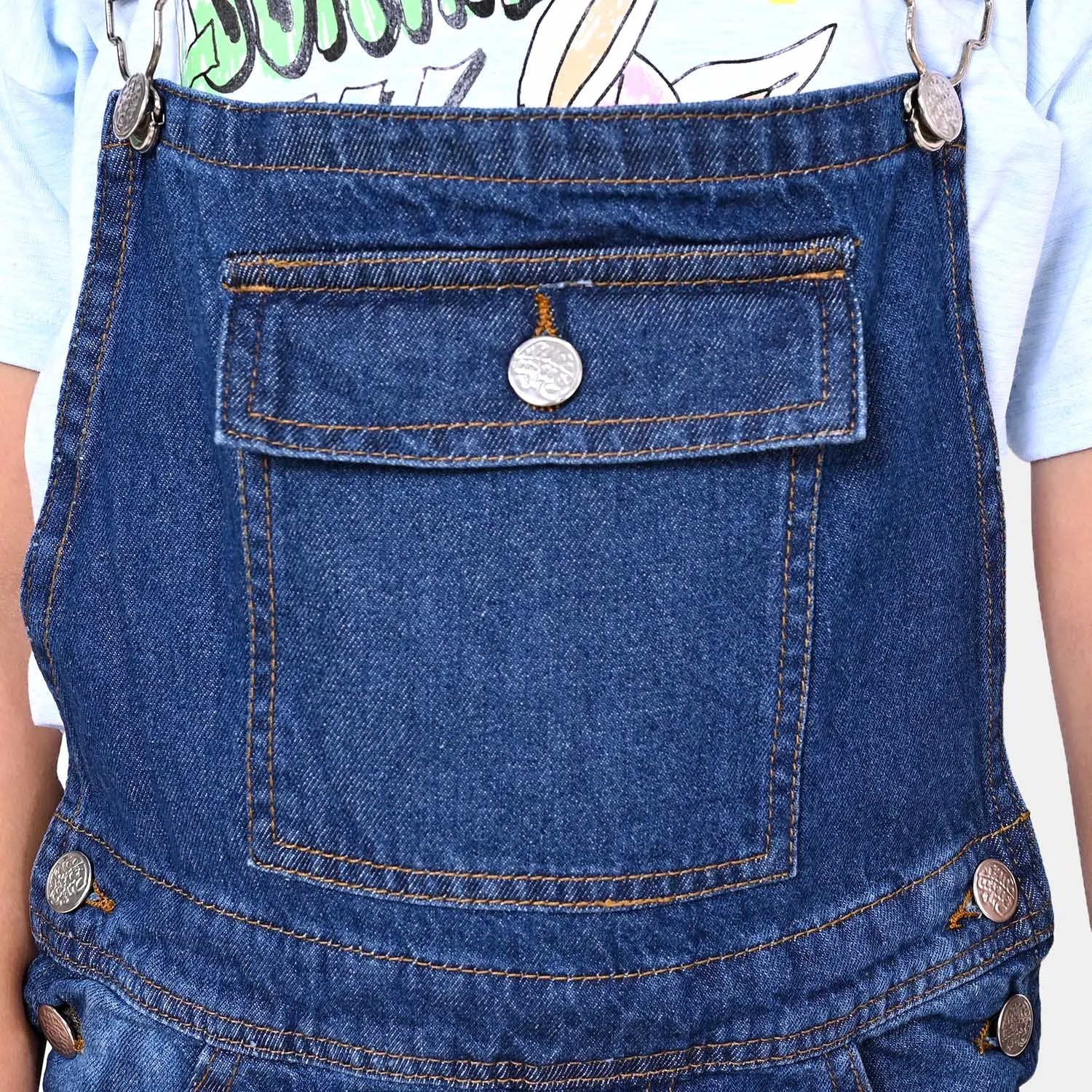 Boys Denim Over All Dungaree - Mid Blue