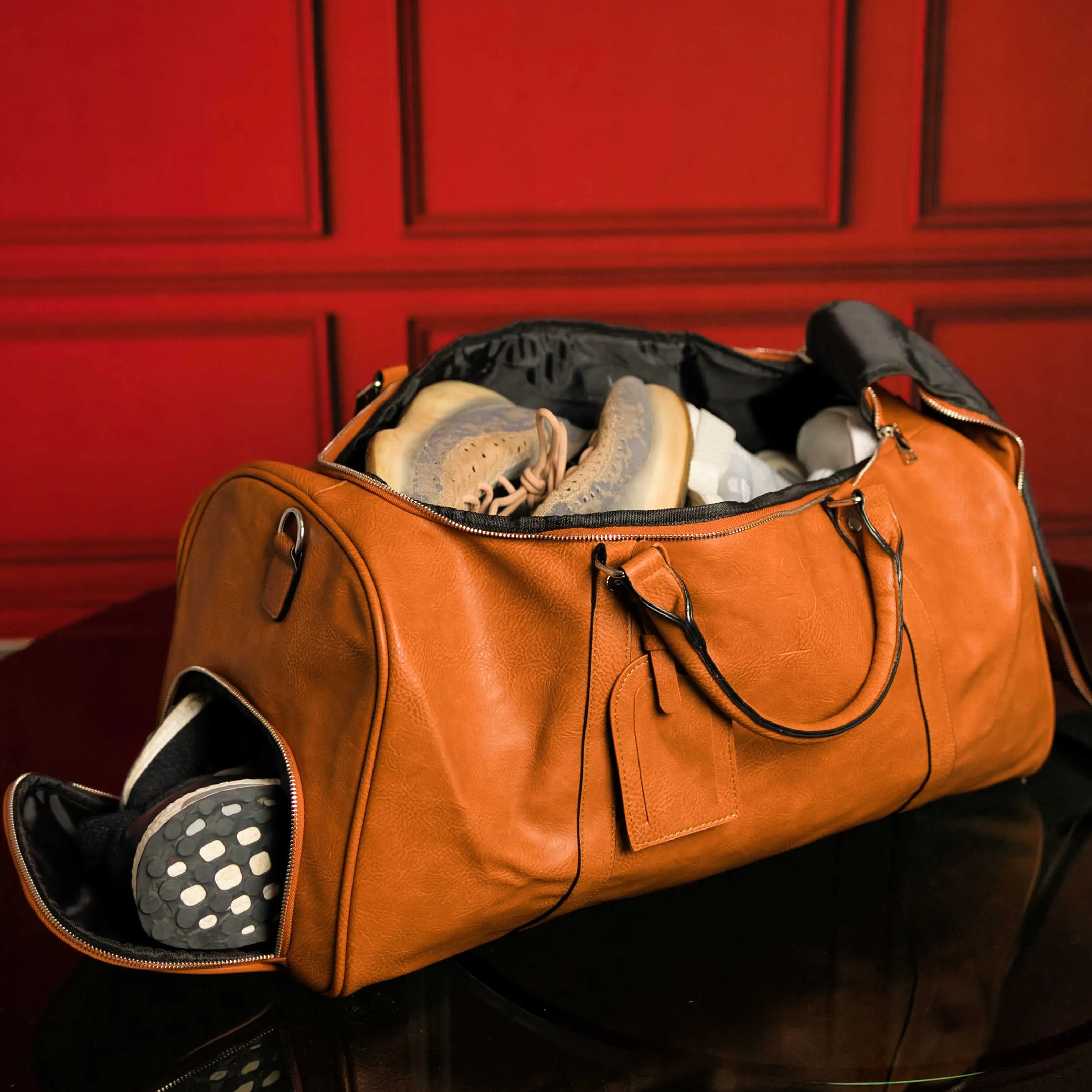 Brown Tumbled Leather Signature Bag Set (Signature and Duffle Bag)