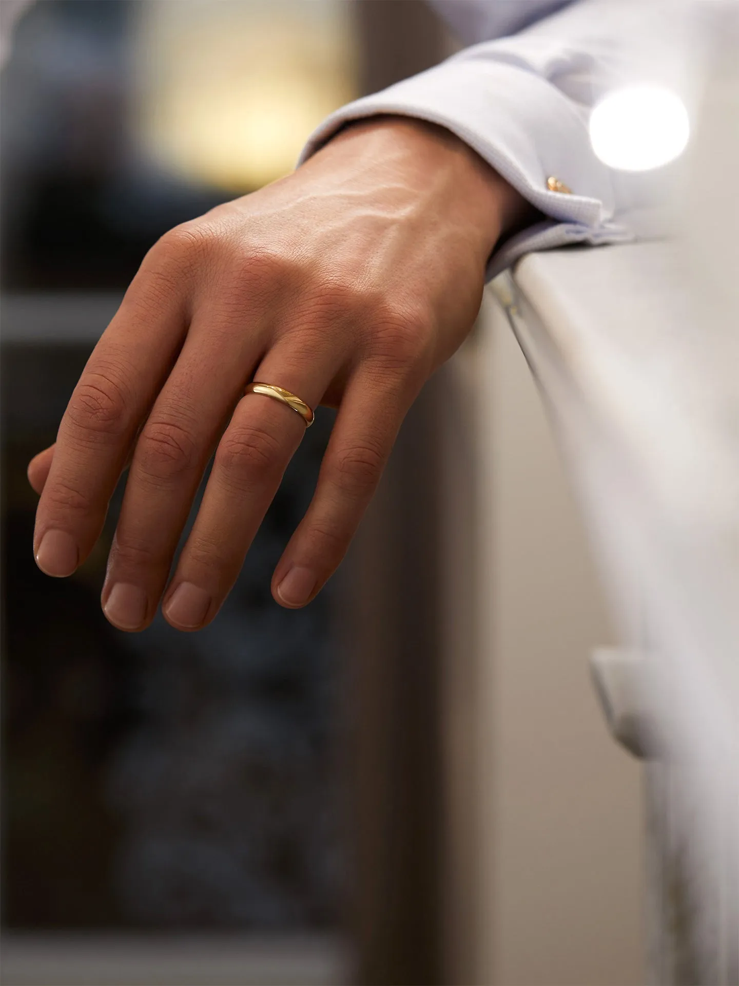 Classic Men's Court Shaped Yellow Gold Band