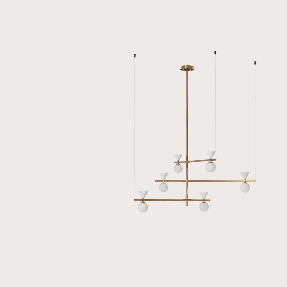 Contemporary Metal 6 Arm Chandelier