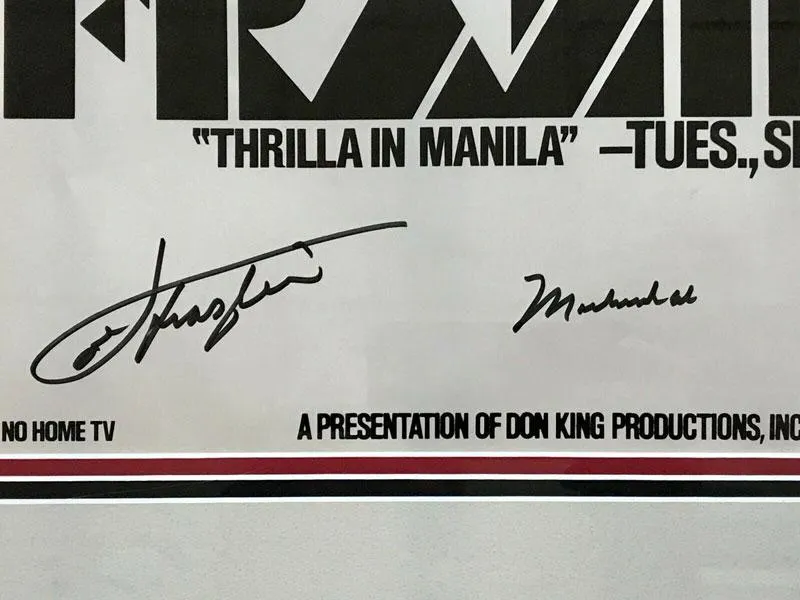 Dual-Signed Muhammad Ali/Joe Frazier Signed Custom Framed Original 1975 Thrilla in Manila Poster (JSA LOA XX22204)