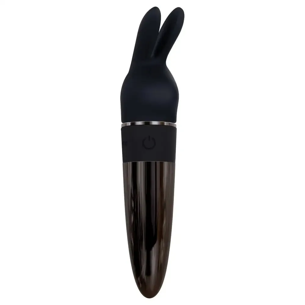 Evolved Silicone Black Rechargeable Mini Vibrator with 3 Attachments