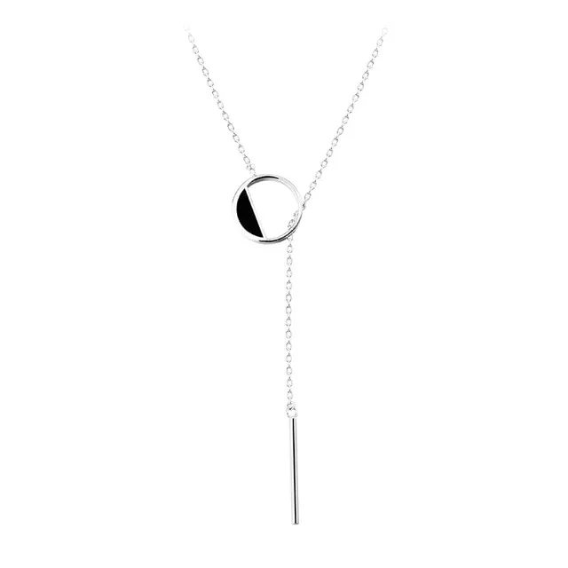 Fashion Jewelry Hollow Black Round Necklace for Women  in 925 Sterling Silver