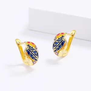 Fashion Jewelry Small Color Flower Enamel Hoop Earrings for Women in Gold Silver