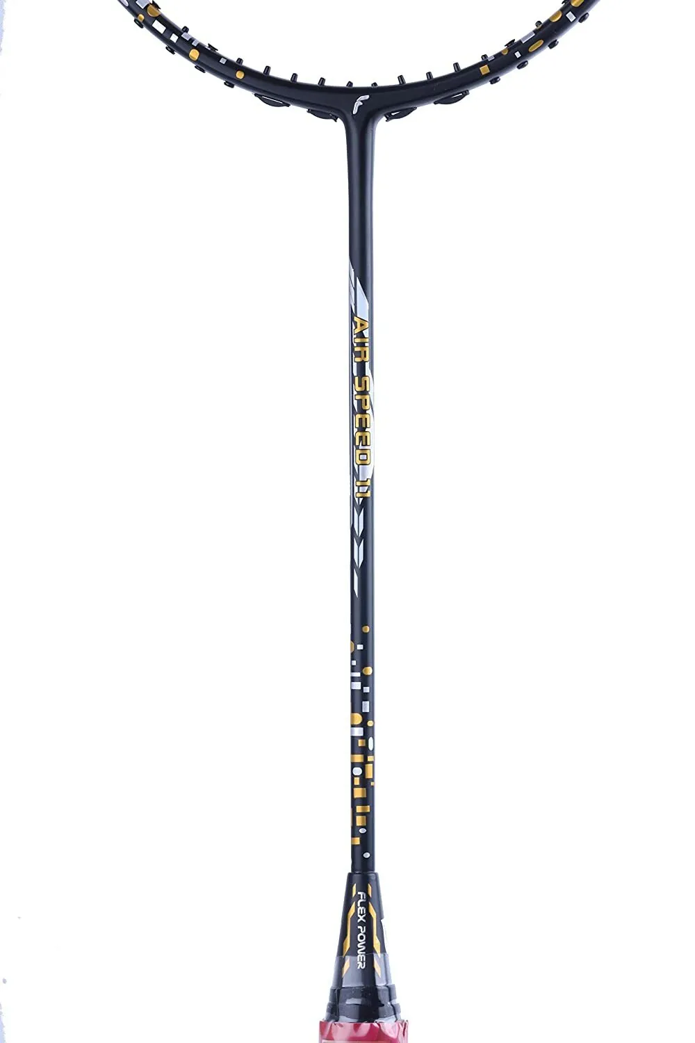 Flex Power Air Speed 11 (Mega Tension - 33LBS) Full Graphite Badminton Racquet with Full Racket Cover Black/Gold