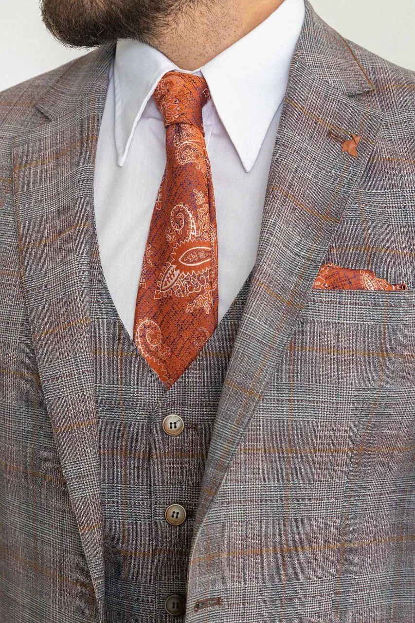 Gray Orange 3-Piece Suit.