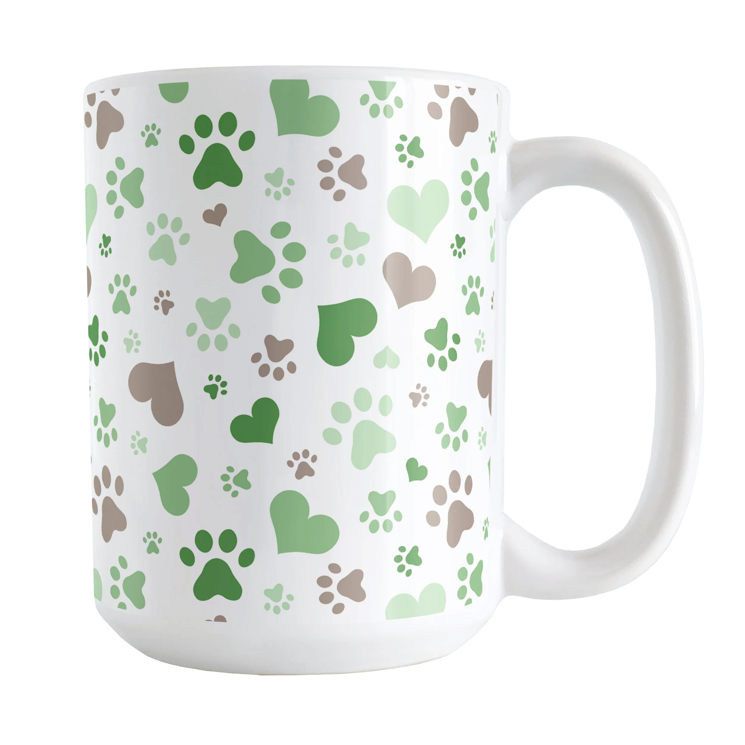 Green Hearts and Paw Prints Mug