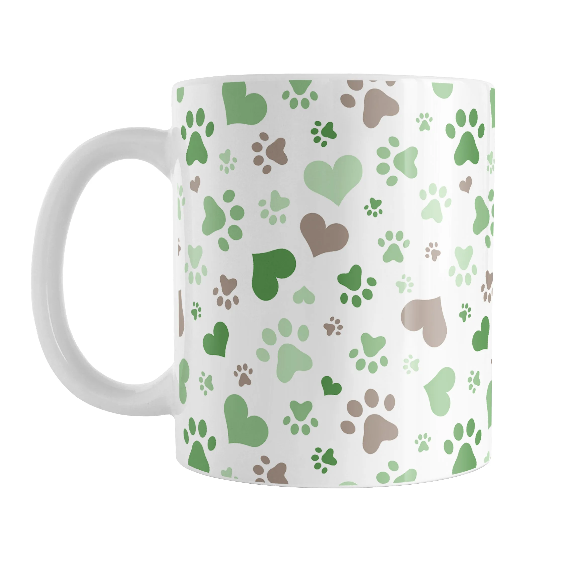 Green Hearts and Paw Prints Mug