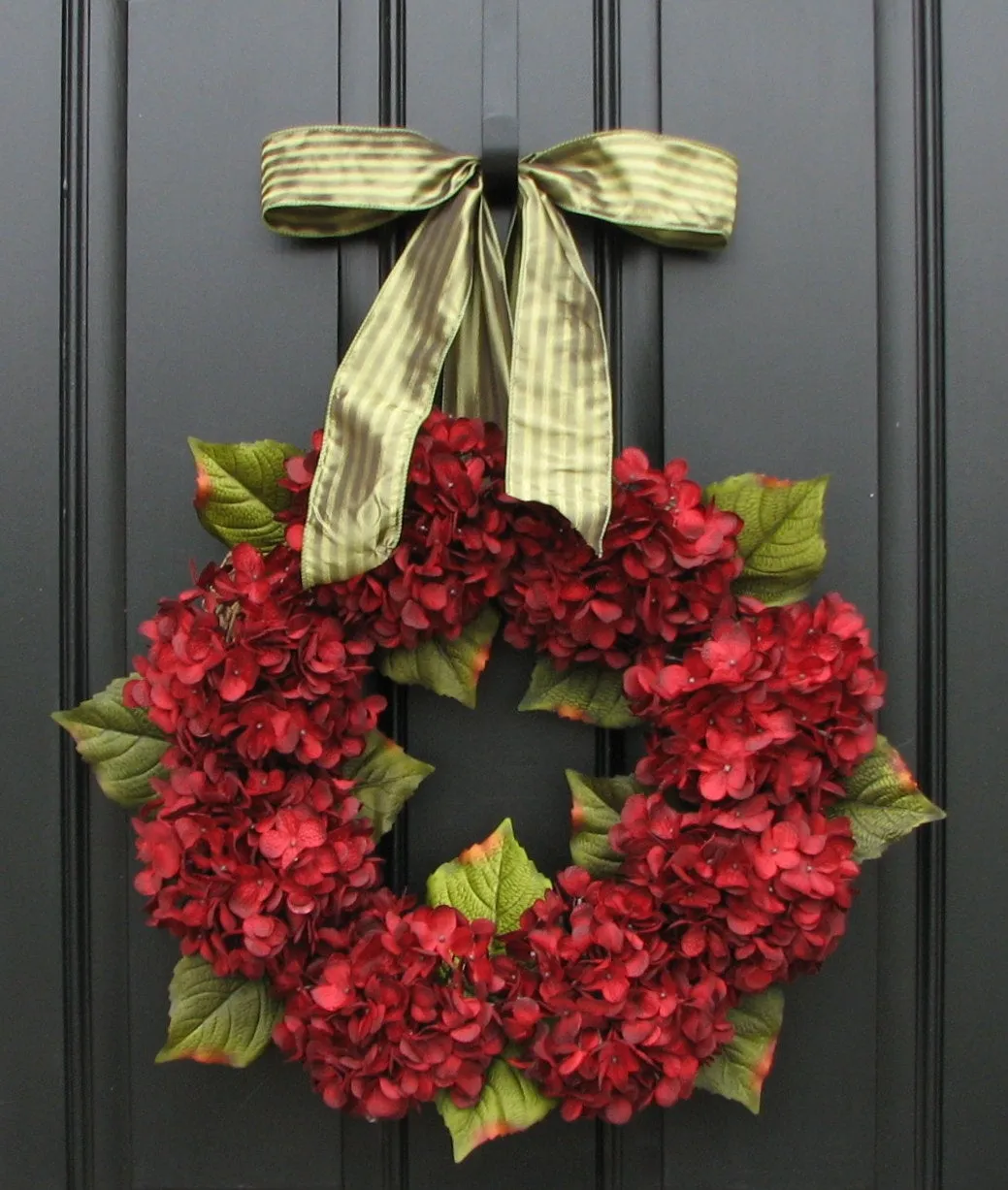 Holiday Red Hydrangea Wreath