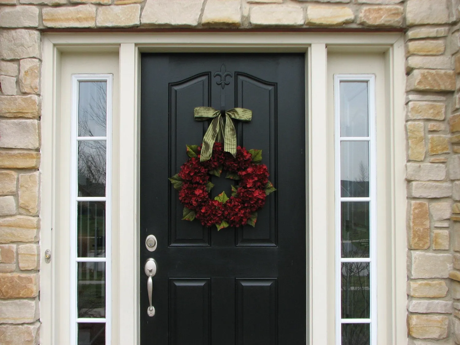 Holiday Red Hydrangea Wreath