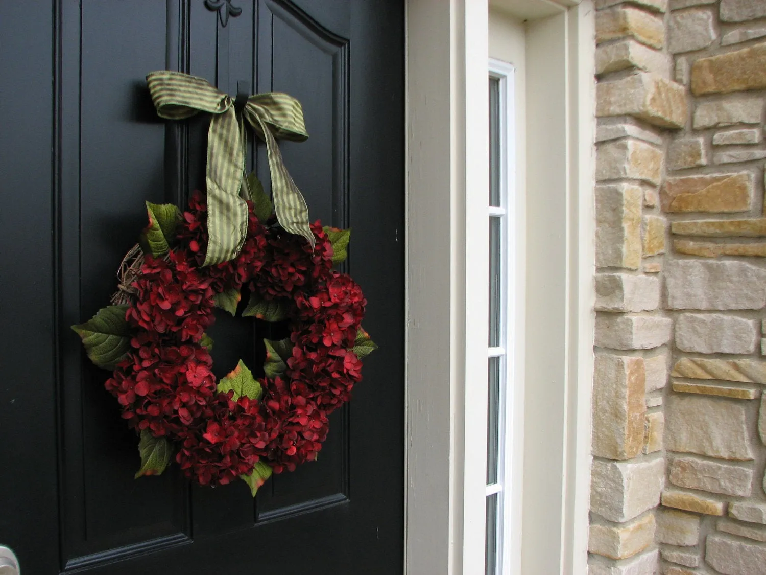 Holiday Red Hydrangea Wreath