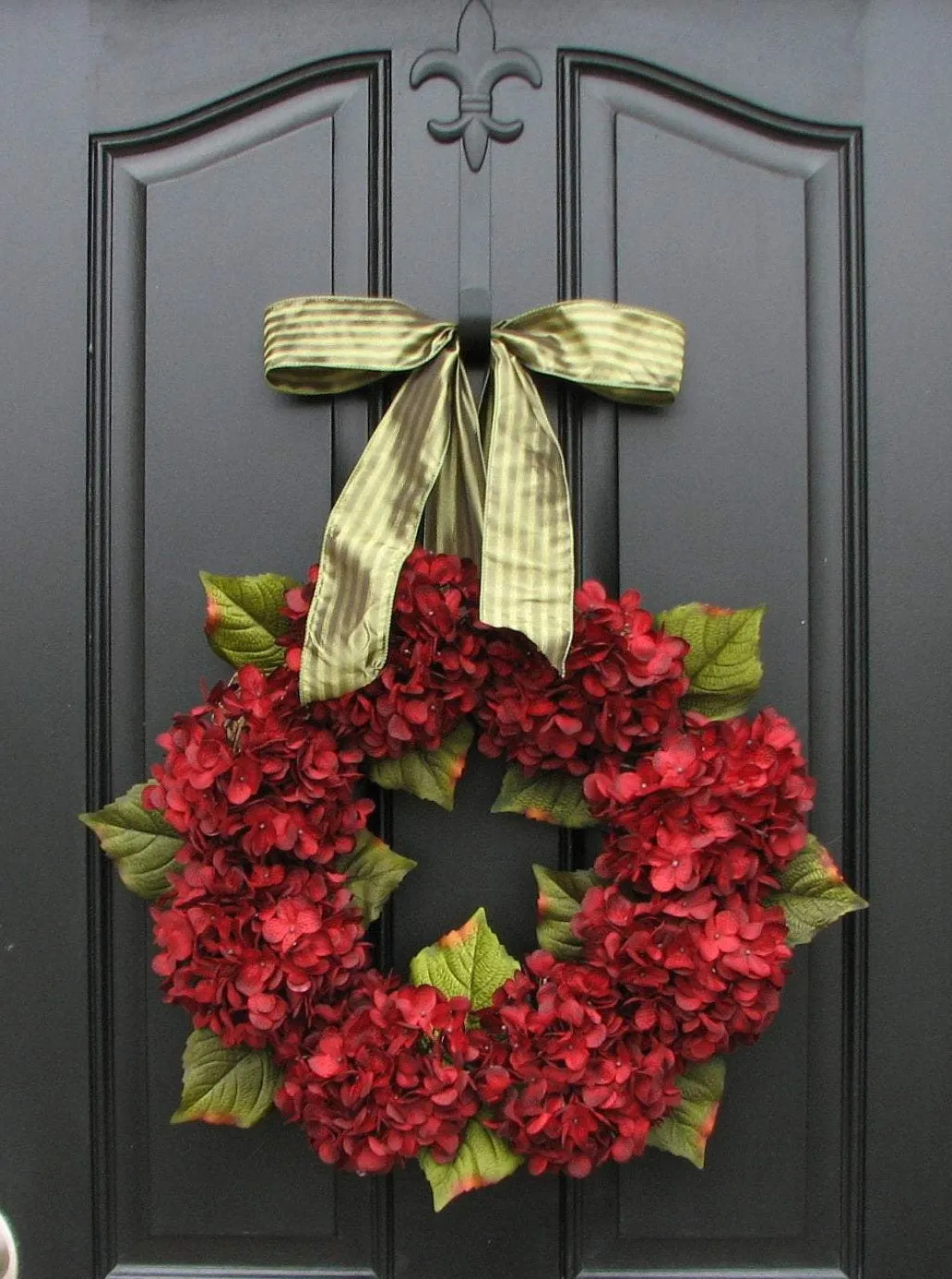 Holiday Red Hydrangea Wreath