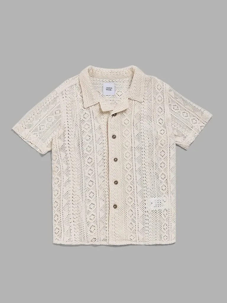 HOP Kids Off White Mesh Shirt