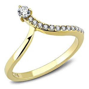 IP Gold(Ion Plating) Stainless Steel Ring with AAA Grade CZ in Clear for Women Style TK3524