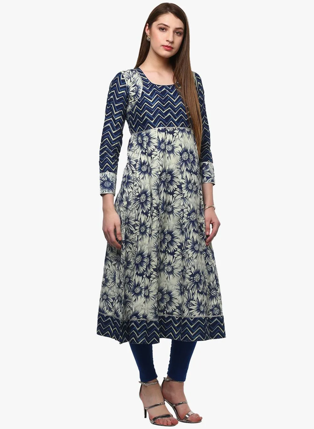 Jashvi Indigo Printed Anarkali