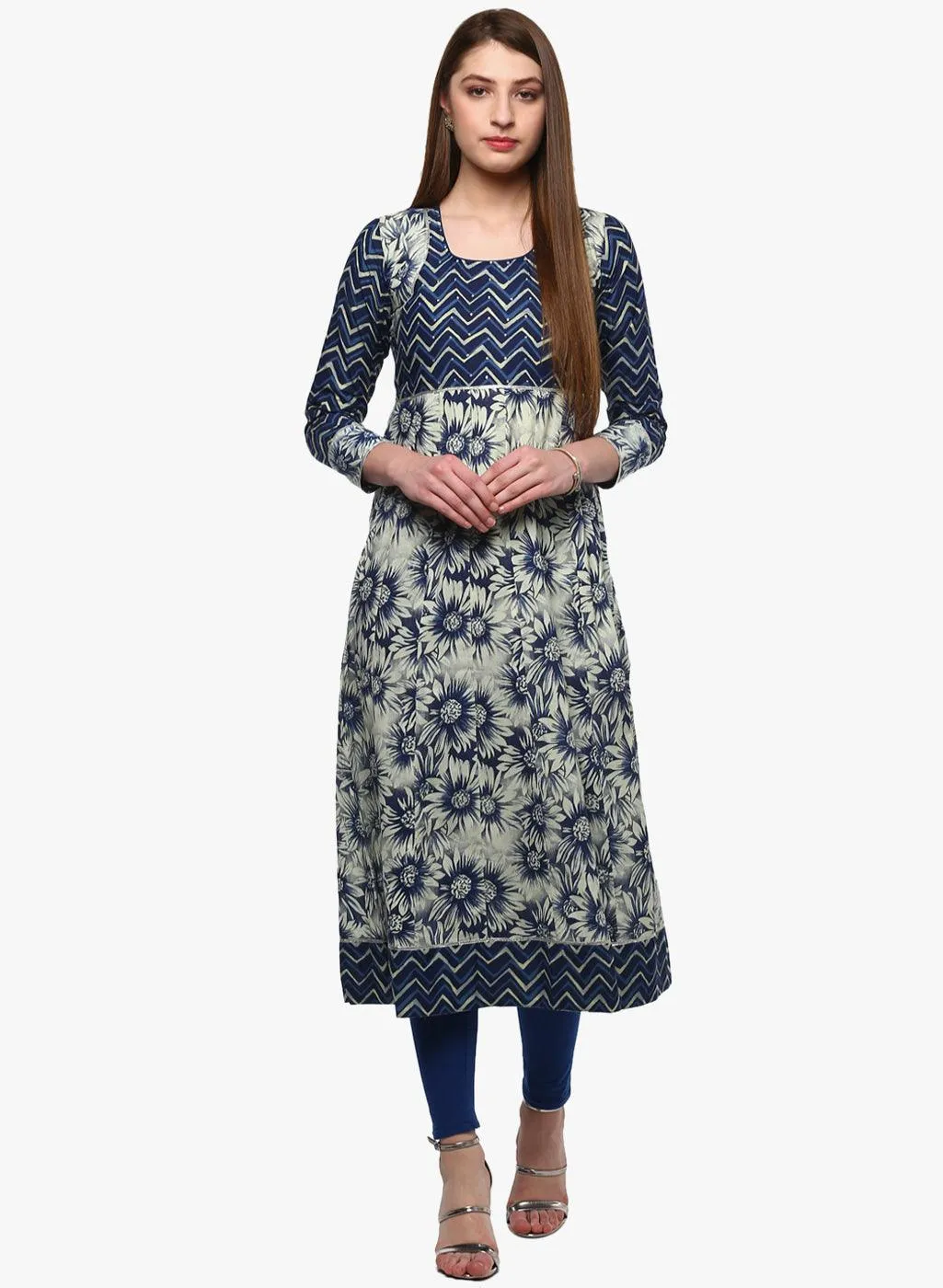 Jashvi Indigo Printed Anarkali