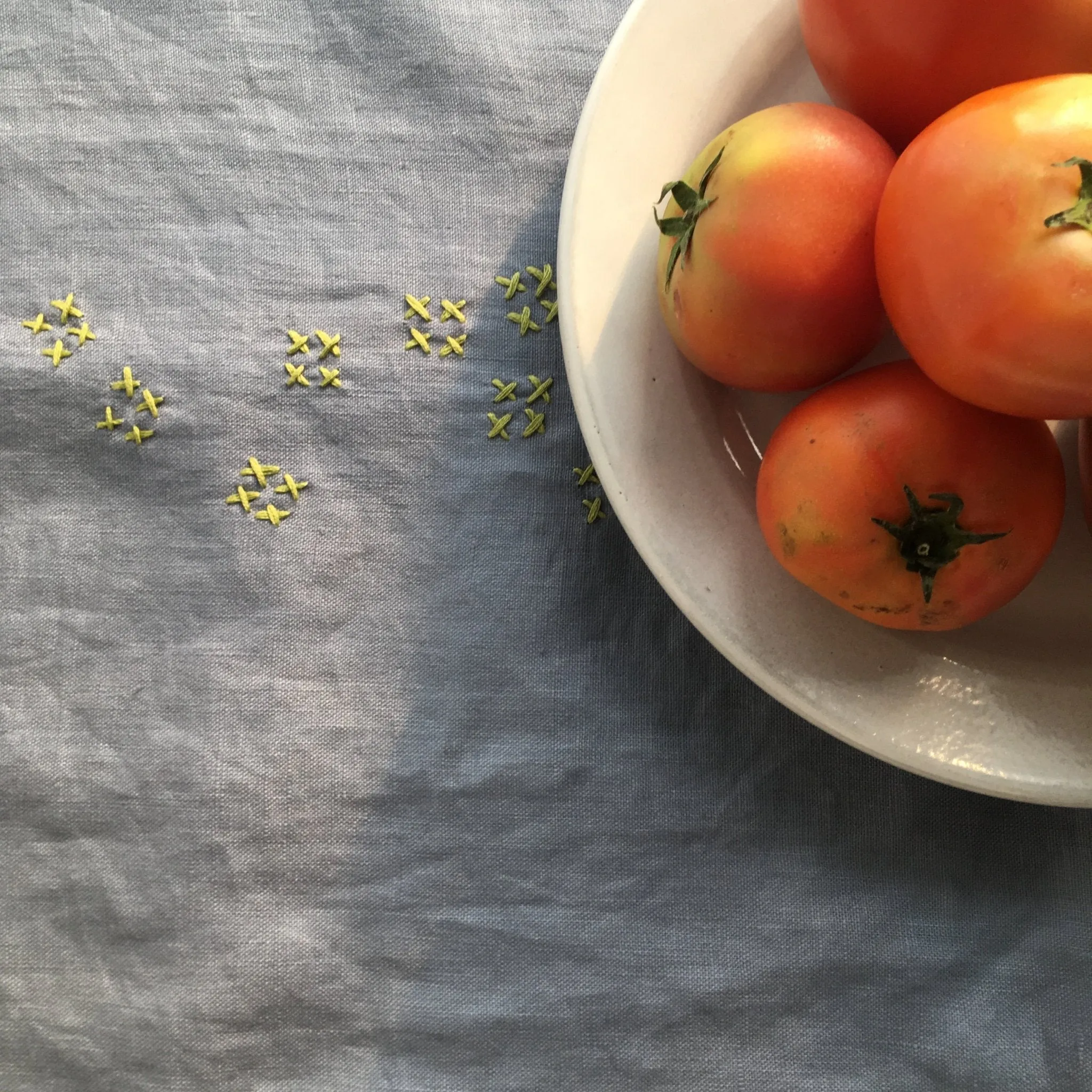 Linen Table Runners with Slow Stitch Detail