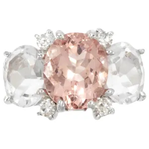 Medium GUM DROP™ Ring with Kunzite and Rock Crystal and Diamonds