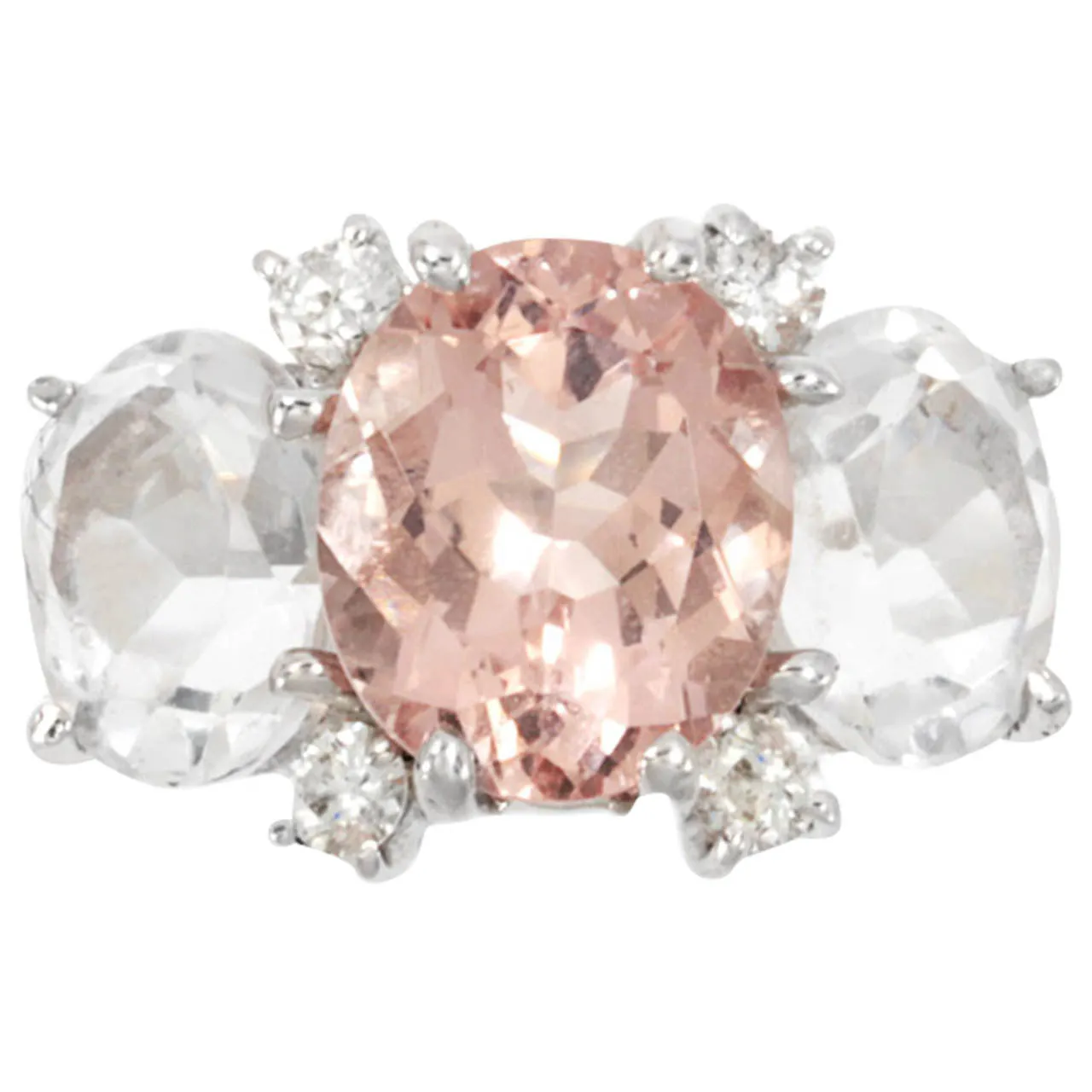 Medium GUM DROP™ Ring with Kunzite and Rock Crystal and Diamonds