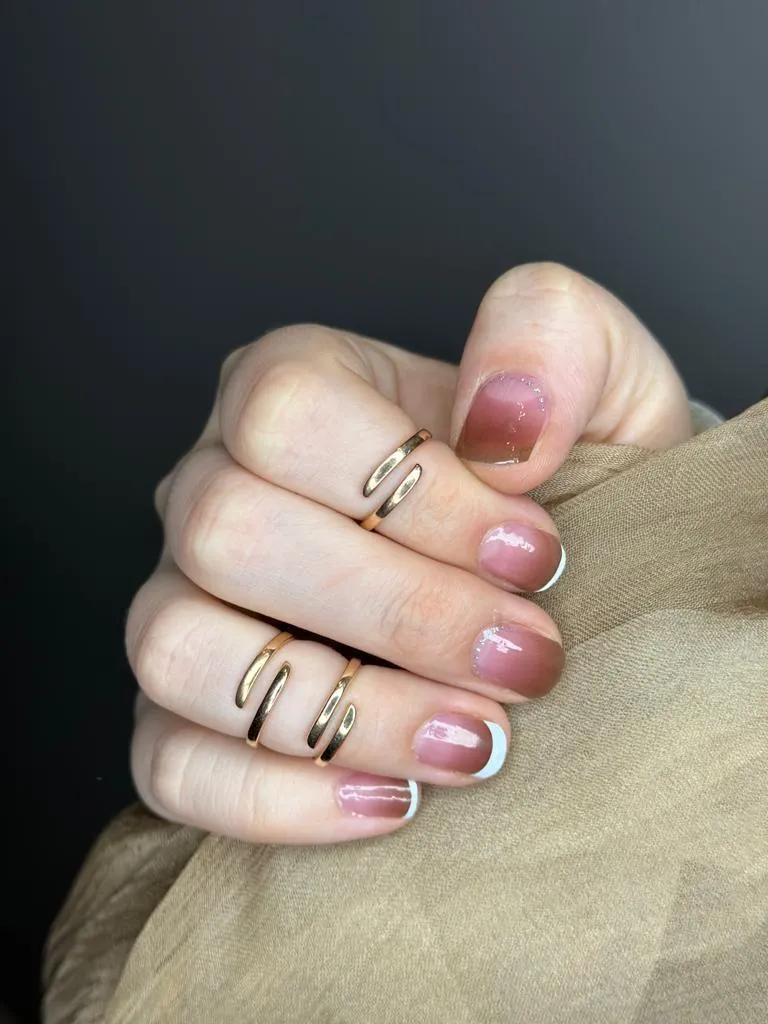 Mocha Brown French Tip Nails - Nail Wraps (Standard)