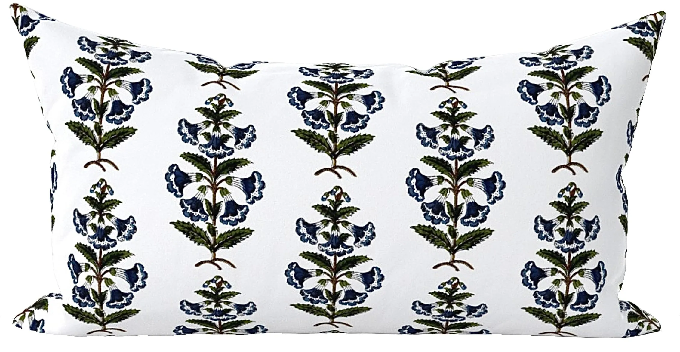 Navy Blue Petunia Block Printed Canvas Pillow Cover: Available in 10 Sizes