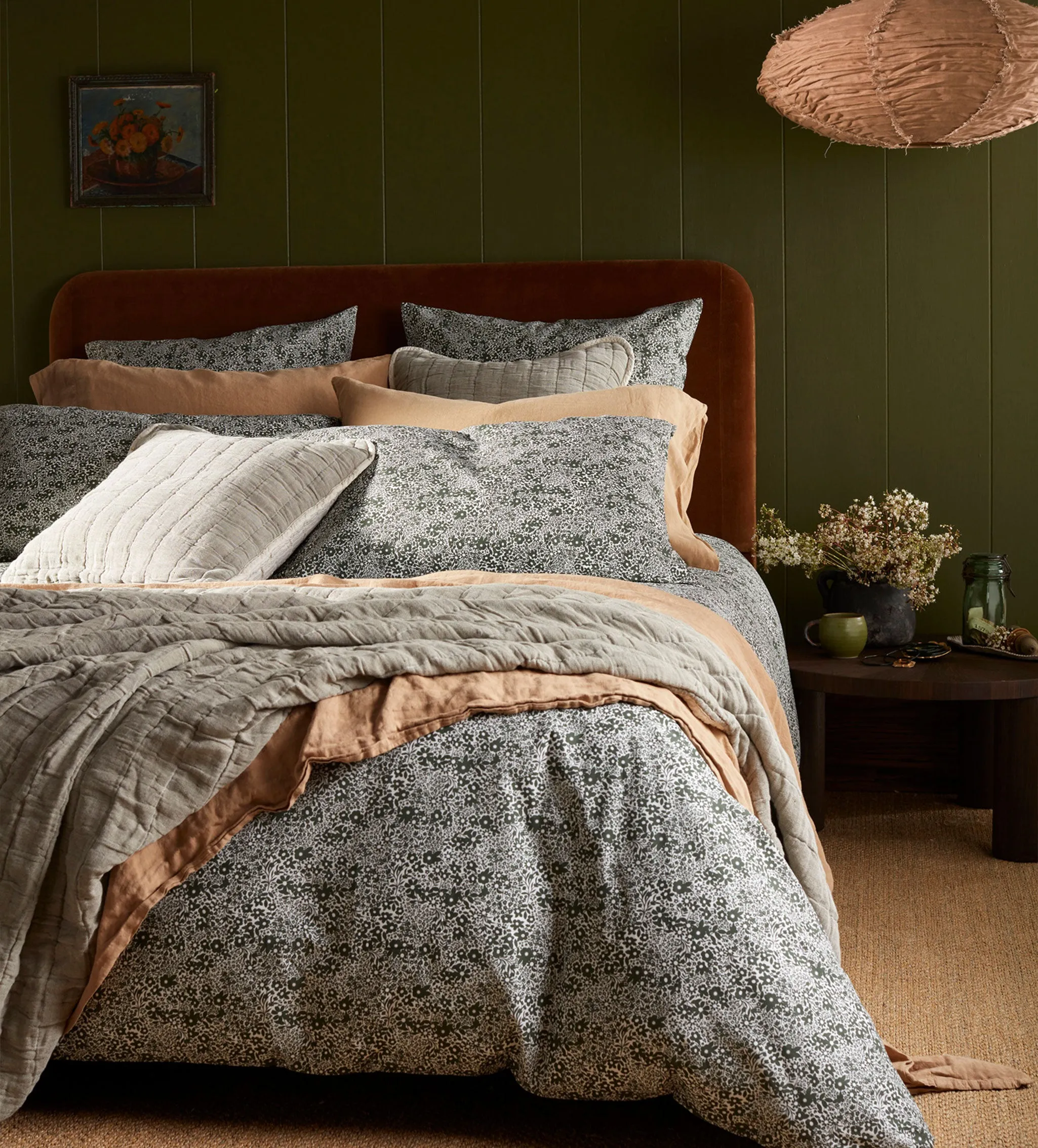 Olive Green Dorothy 100% Cotton Duvet Cover