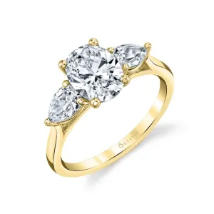 Oval Cut Three Stone Engagement Ring - Martine 14k Gold Yellow