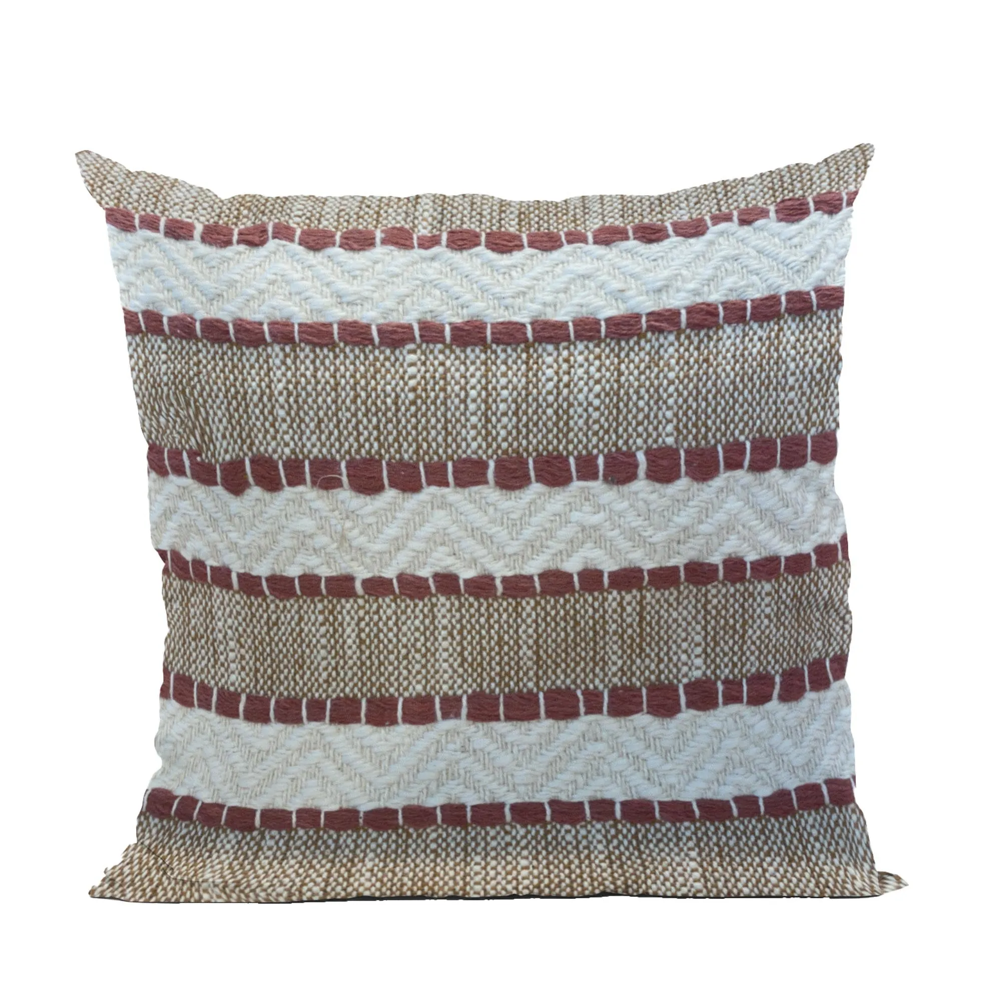 Plutus Red Beige Crimson Knit Stripe Luxury Throw Pillow