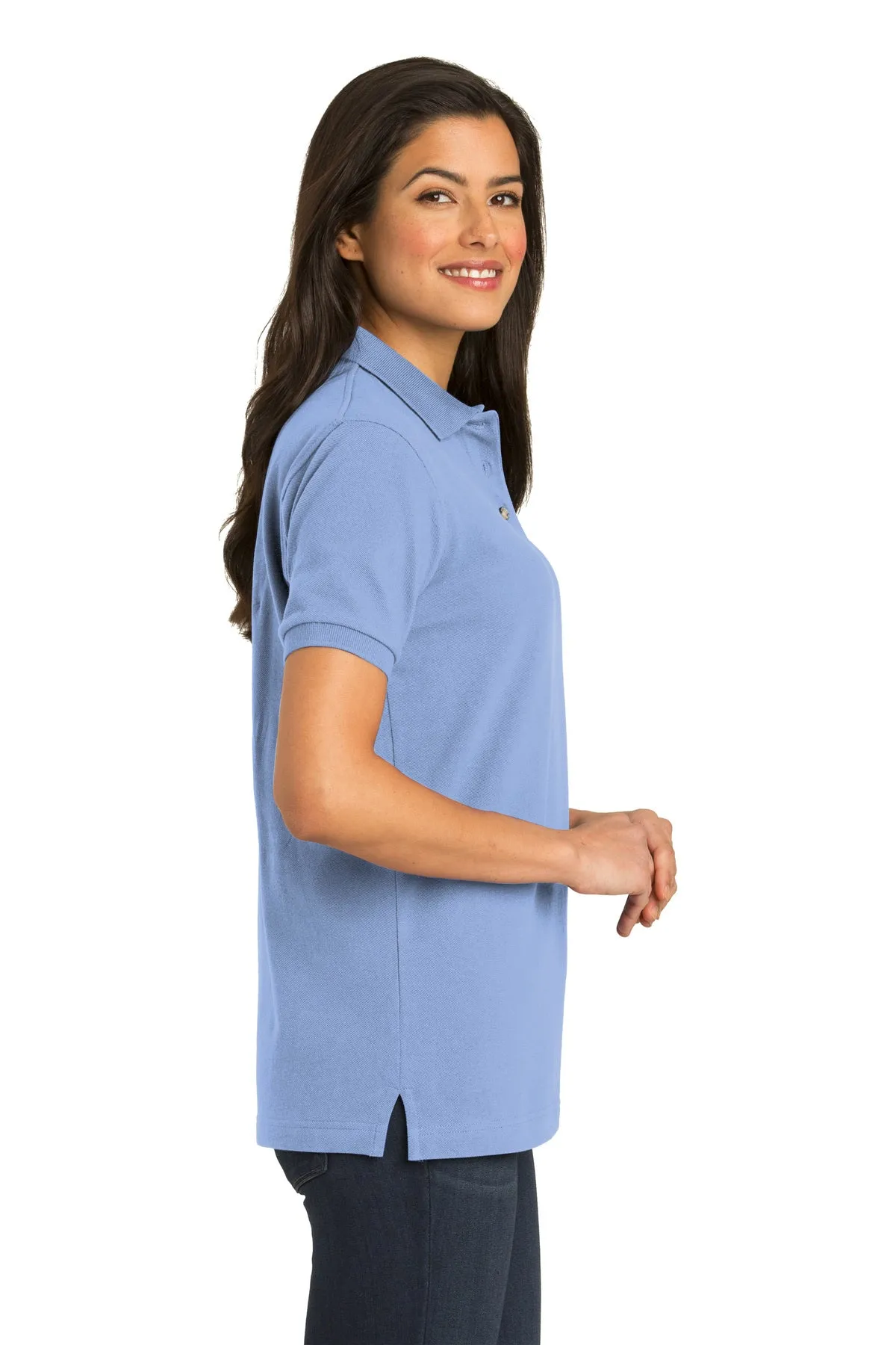 Port Authority Ladies Heavyweight Customized Cotton Pique Polos, Light Blue