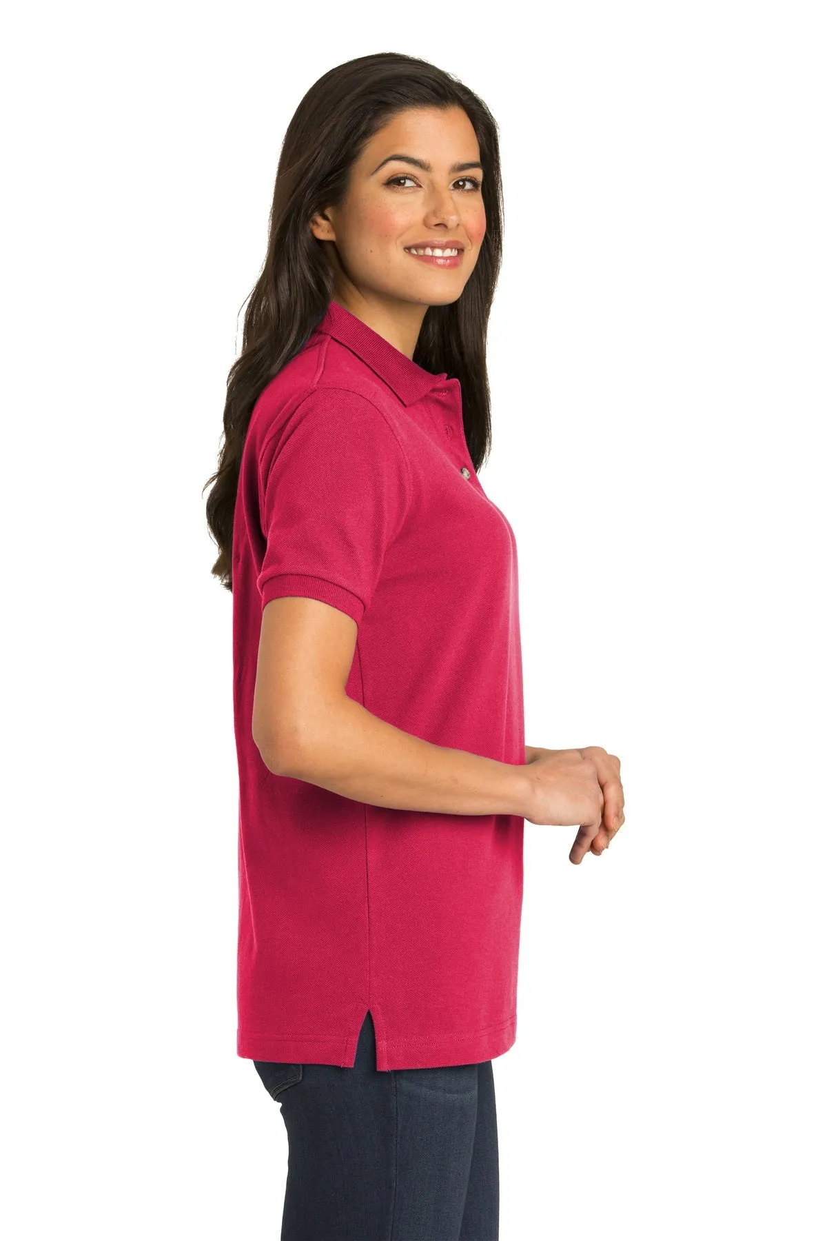 Port Authority Ladies Heavyweight Customized Cotton Pique Polos, Red