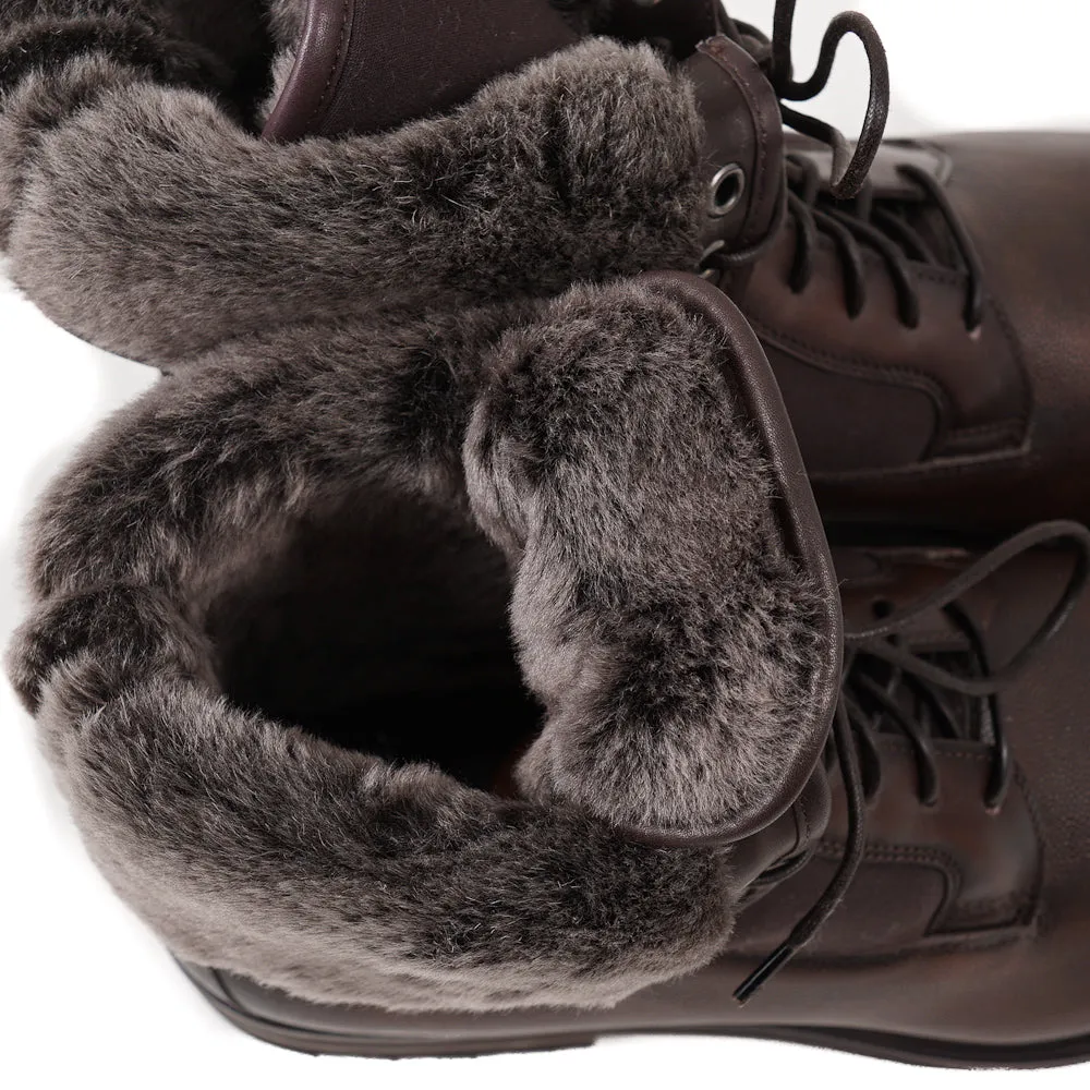 Santoni Shearling-Lined Leather Ankle Boots