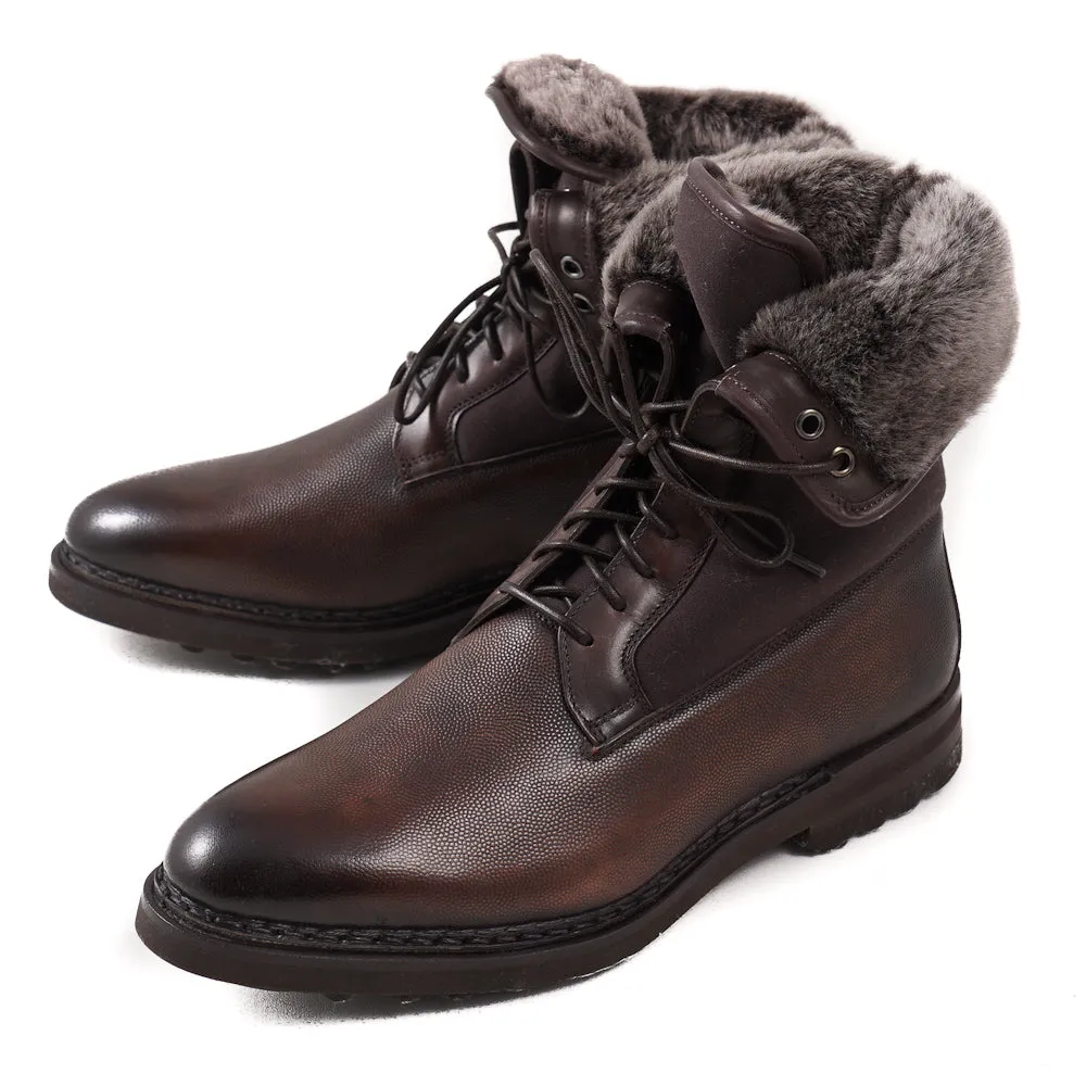 Santoni Shearling-Lined Leather Ankle Boots