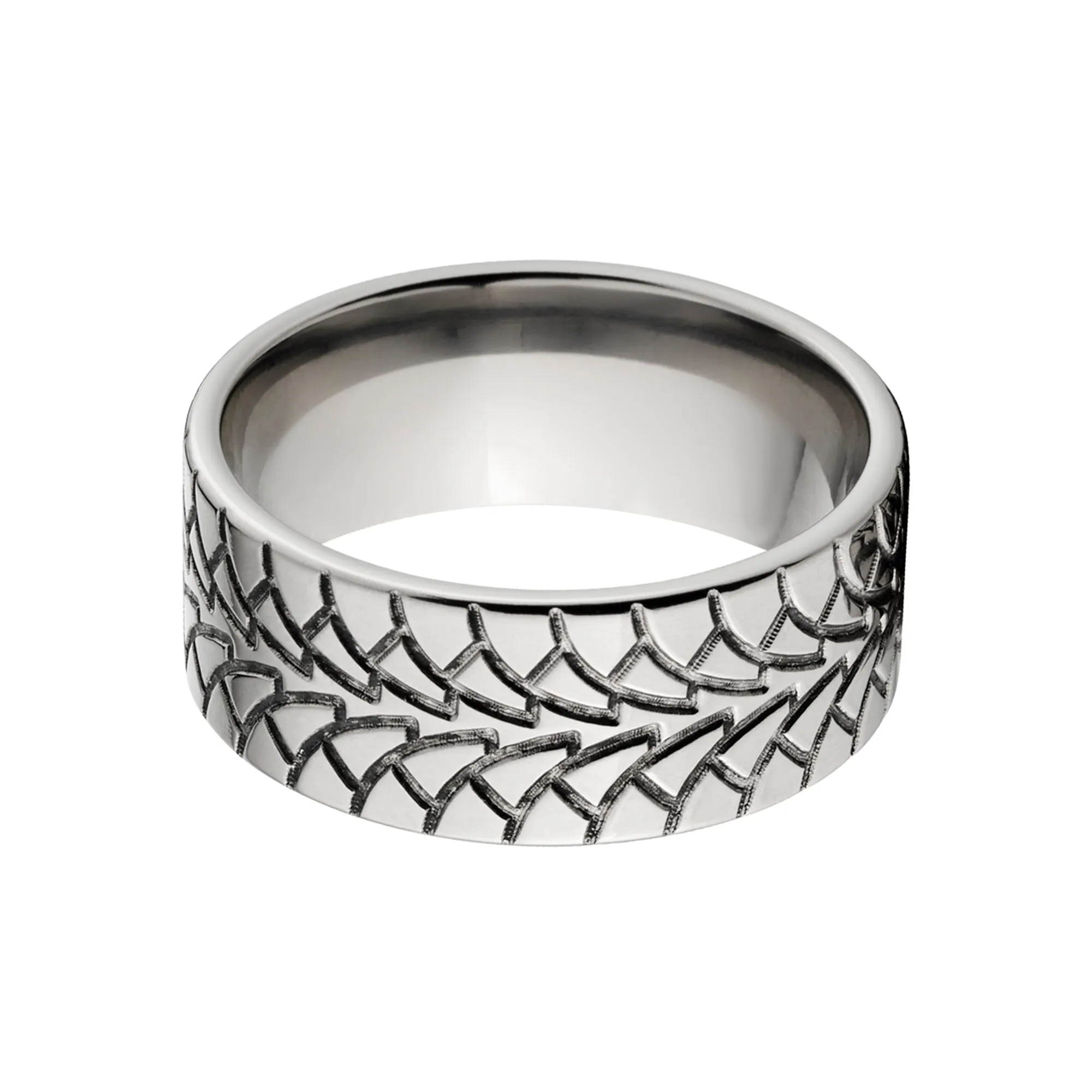 Tire Tread Rings - Titanium Men's Wedding Bands