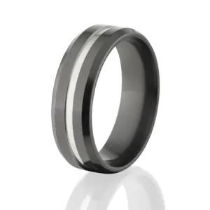 Two-Tone Black Wedding Rings, Mens Black Bands